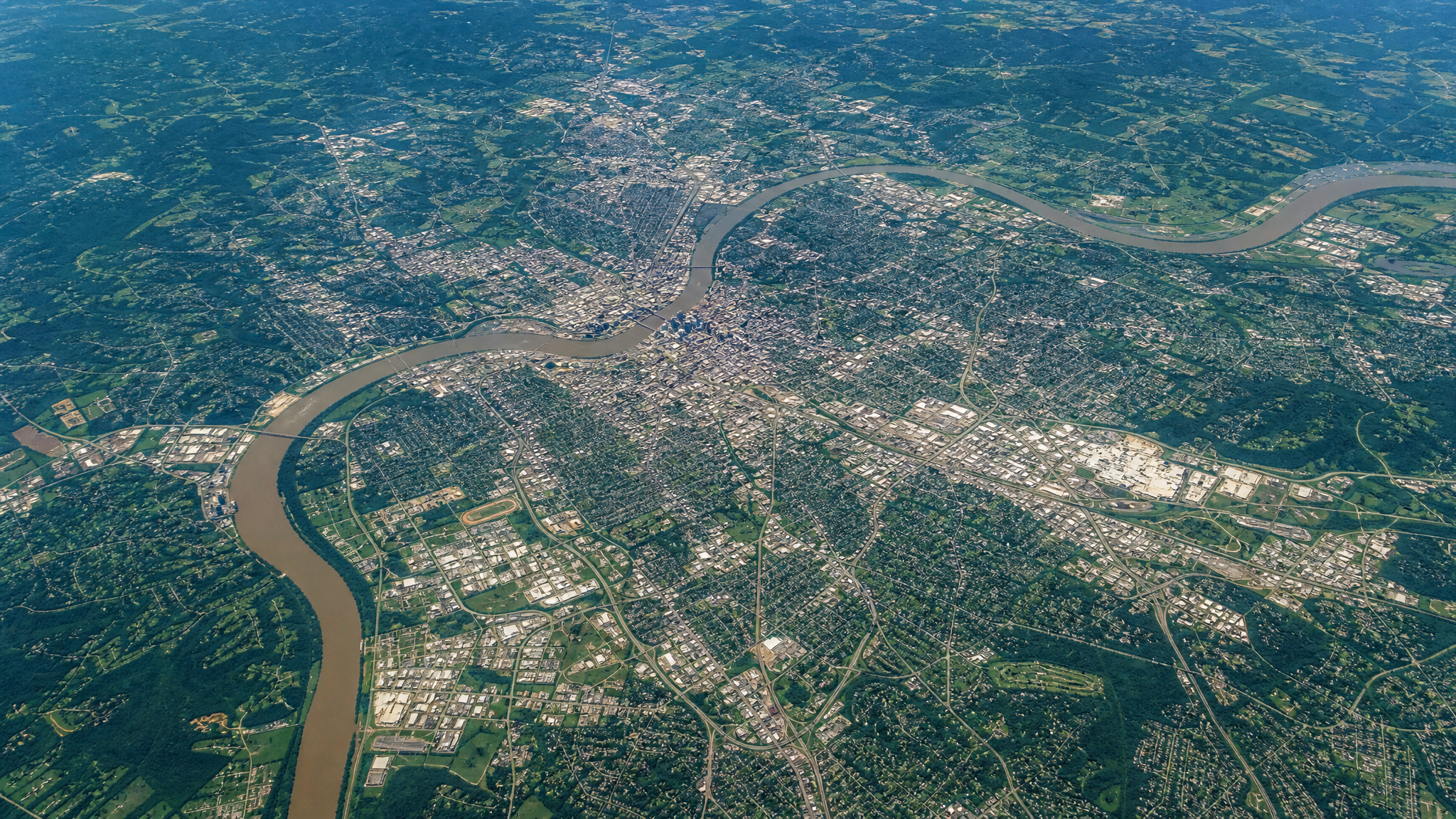Aerial view of the greater Louisville metropolitan region